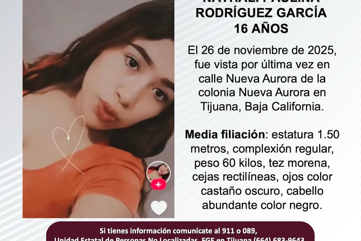 Se busca a Nathali Paulina Rodríguez García de 16 años de edad