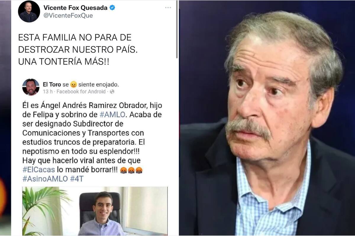 Vicente Fox cae en las “fake news” contra AMLO; comparte en Twitter foto de actor porno