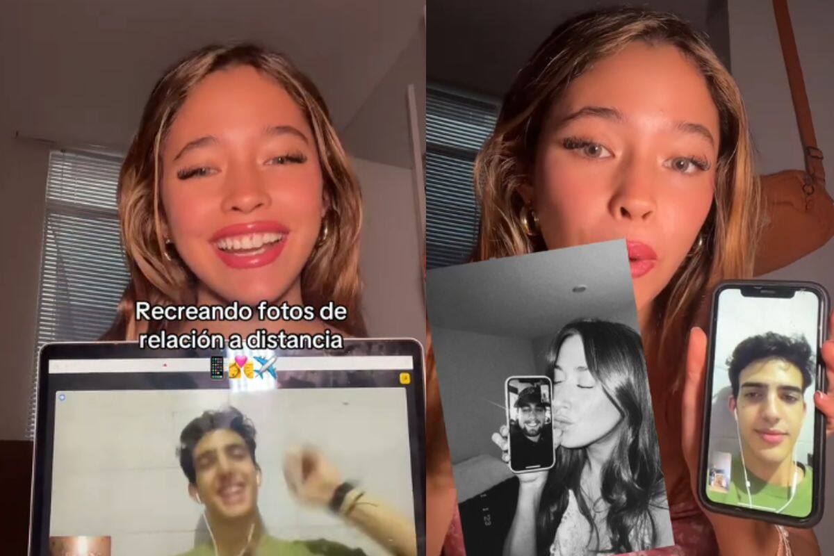 Pareja recrea fotografías en su relación a distancia