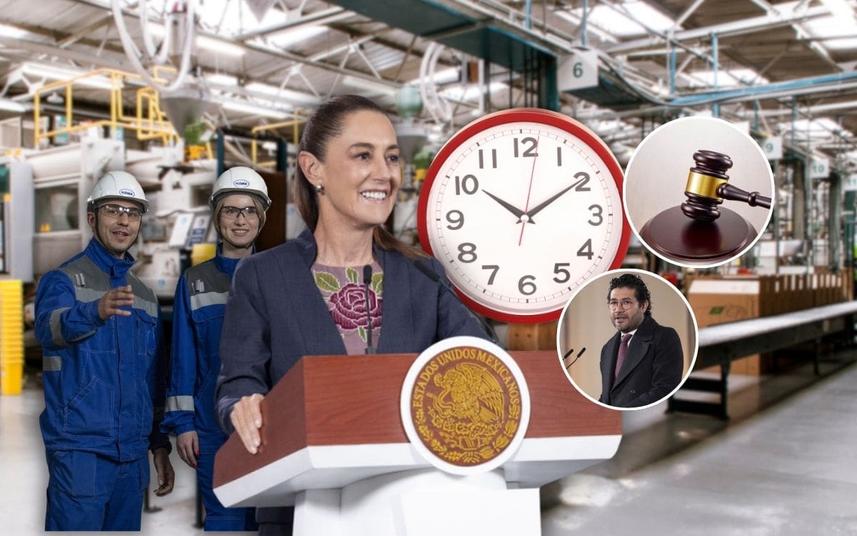 Con la reforma de 40 horas, la STPS creará un registro electrónico obligatorio para supervisar jornadas ordinarias y extraordinarias, detectar excesos semanales y reforzar inspecciones laborales conforme al nuevo límite constitucional, según anunció el gobierno de Claudia Sheinbaum en su 'Conferencia del Pueblo' del 2 de marzo. | Crédito: Presidencia/Canva