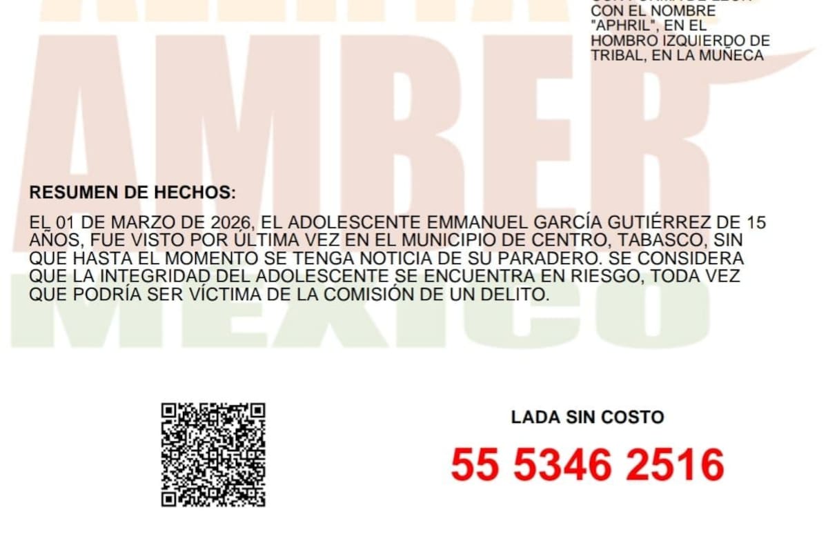 Activan Alerta Amber por Emmanuel García Gutiérrez de 15 años