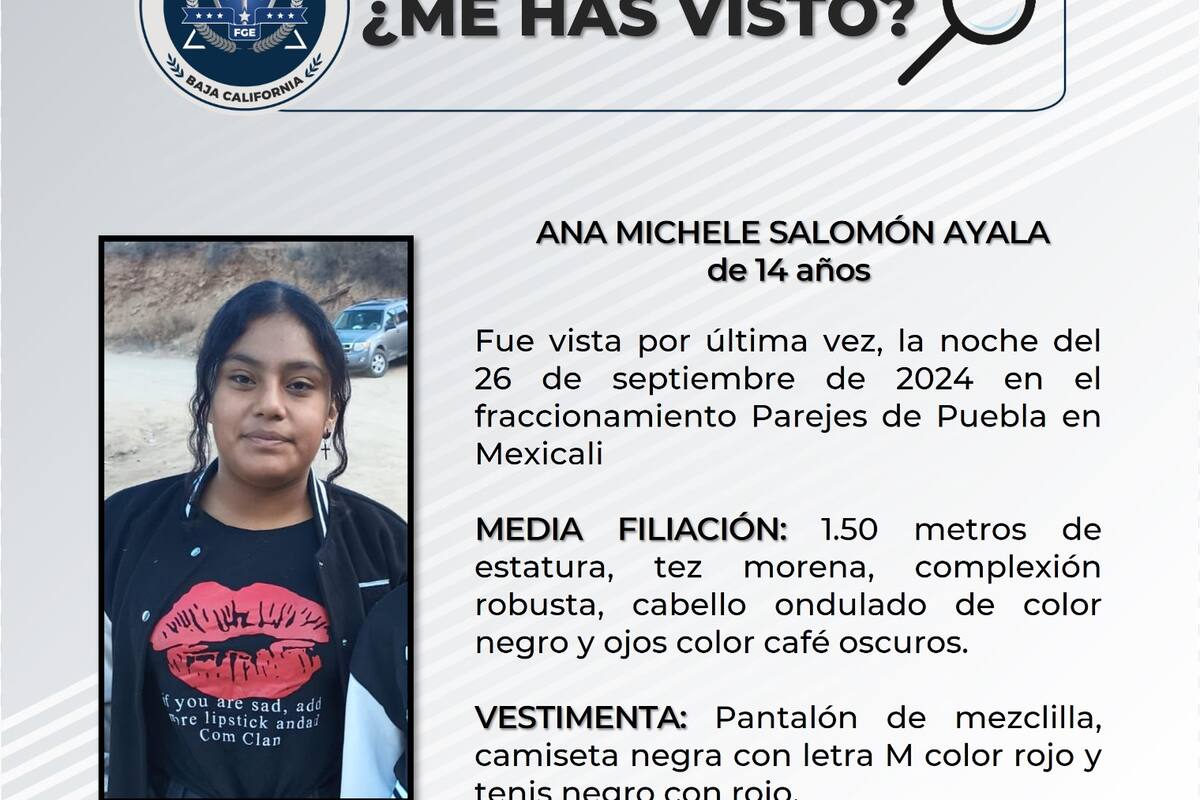 Solicitan apoyo para localizar a Ana Michele Salomón Ayala