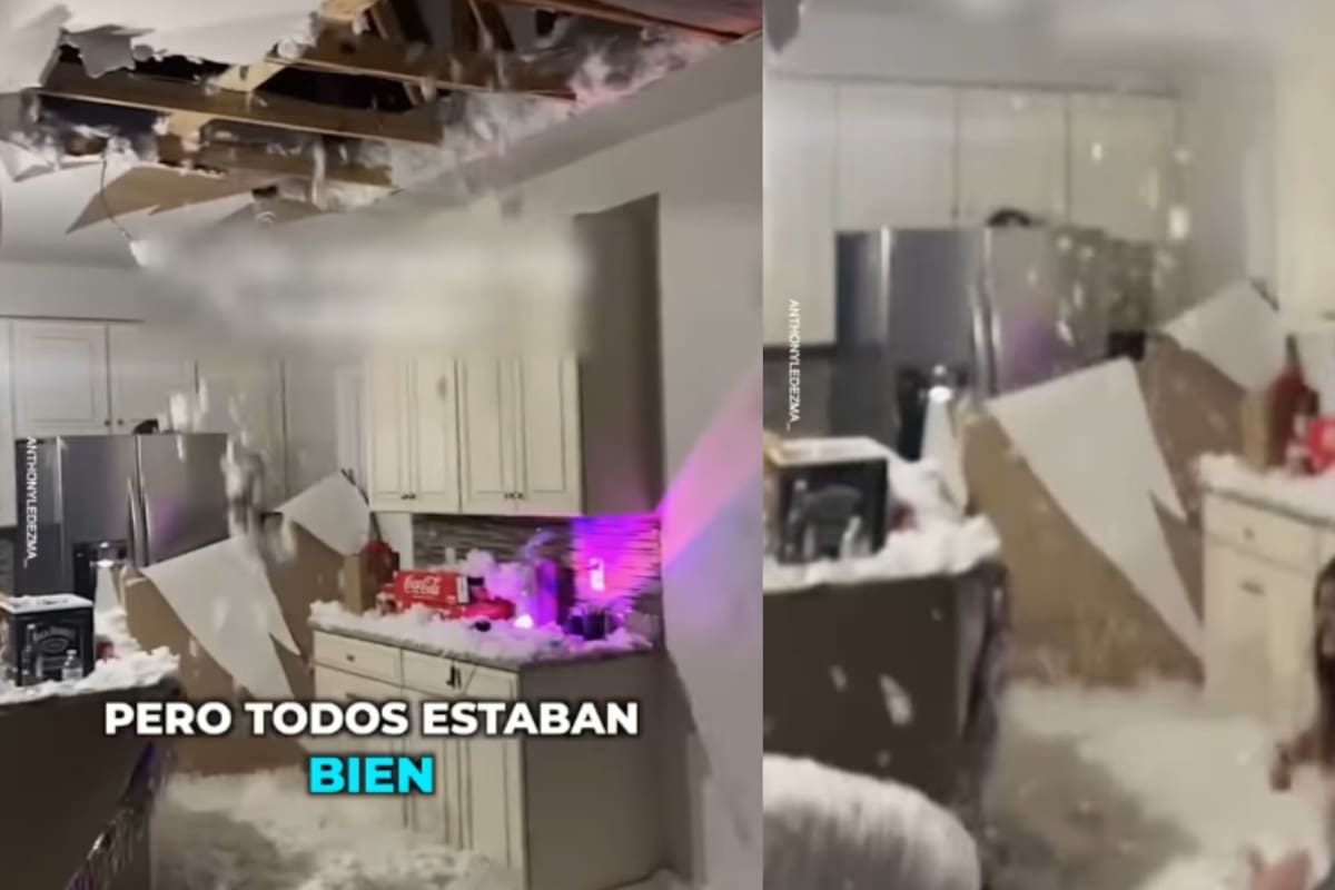 Familia celebraba una fiesta cuando, de repente, el techo colapsó y los vecinos del departamento superior cayeron hasta su sala