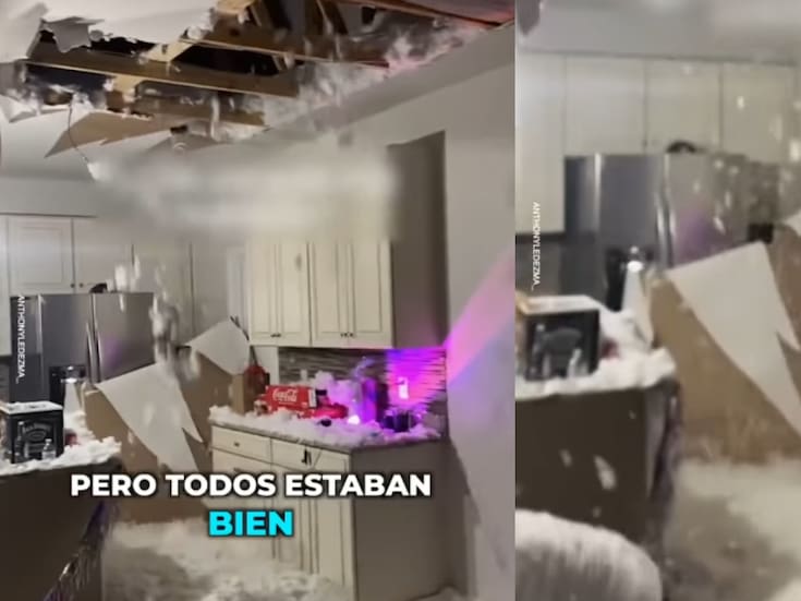 Familia celebraba una fiesta cuando, de repente, el techo colapsó y los vecinos del departamento superior cayeron hasta su sala