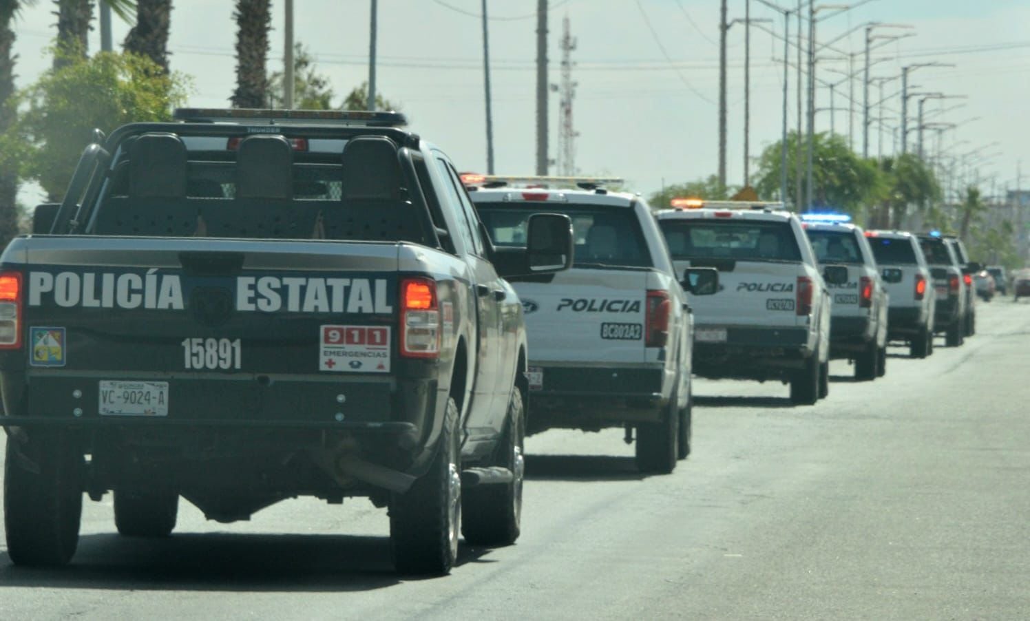 Elementos de la Policía Municipal de Mexicali se desplegaron junto a la Policía Estatal de Sonora, la Guardia Nacional y la Fiscalía de Sonora en colonias de San Luis Río Colorado y el Valle de Mexicali l Foto: Cortesía