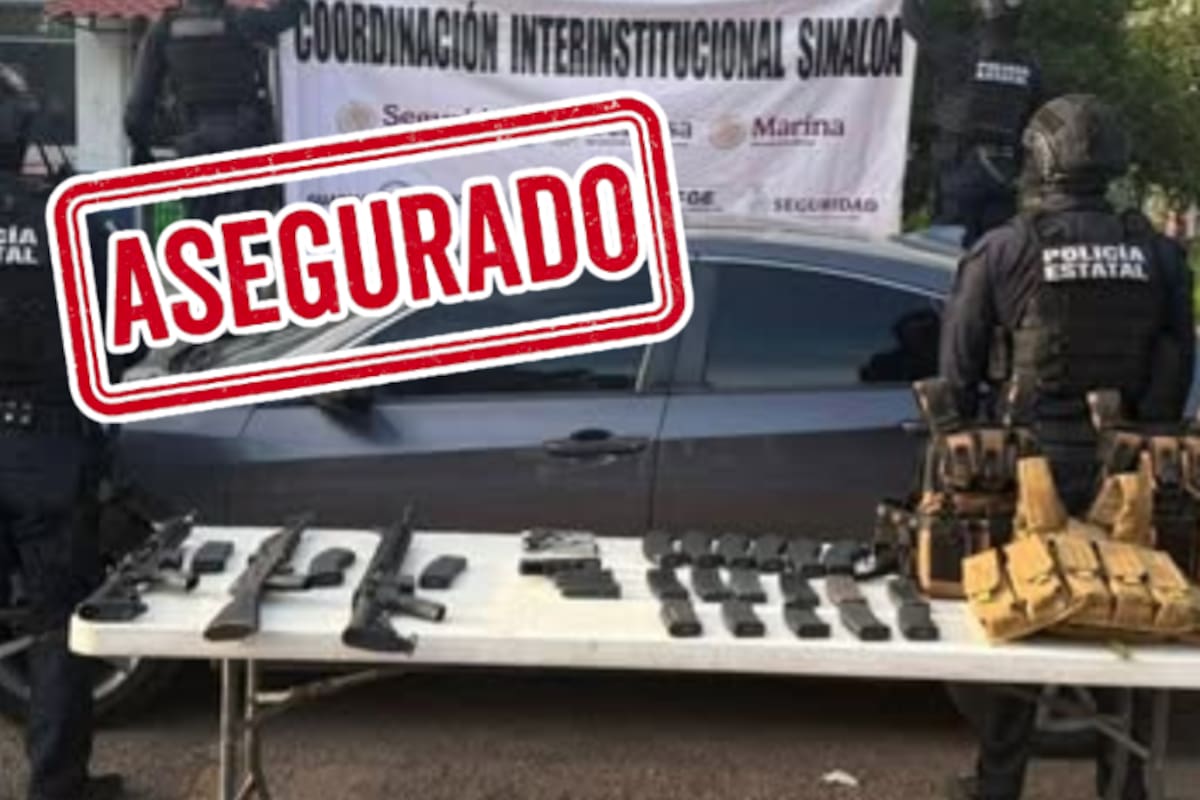 Vehículo robado con arsenal de guerra: autoridades interceptan Honda Civic cargado con armas largas y equipo táctico en Culiacán