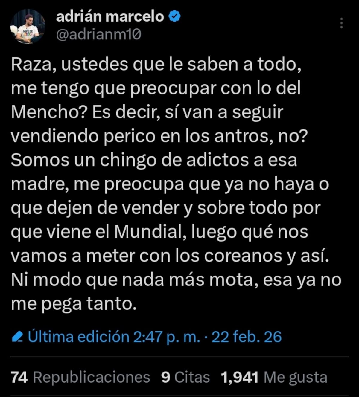 Adrián Marcelo enciende debate tras muerte del Mencho | Captura de pantalla