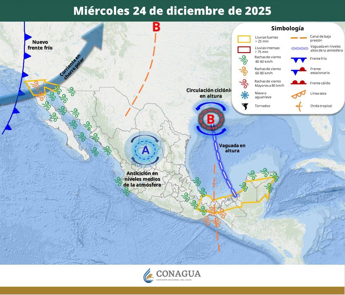 La vaguada que se desplaza desde el oeste de Estados Unidos influirá en las condiciones de lluvia y viento en municipios del norte de Sonora. FOTO: CEPC