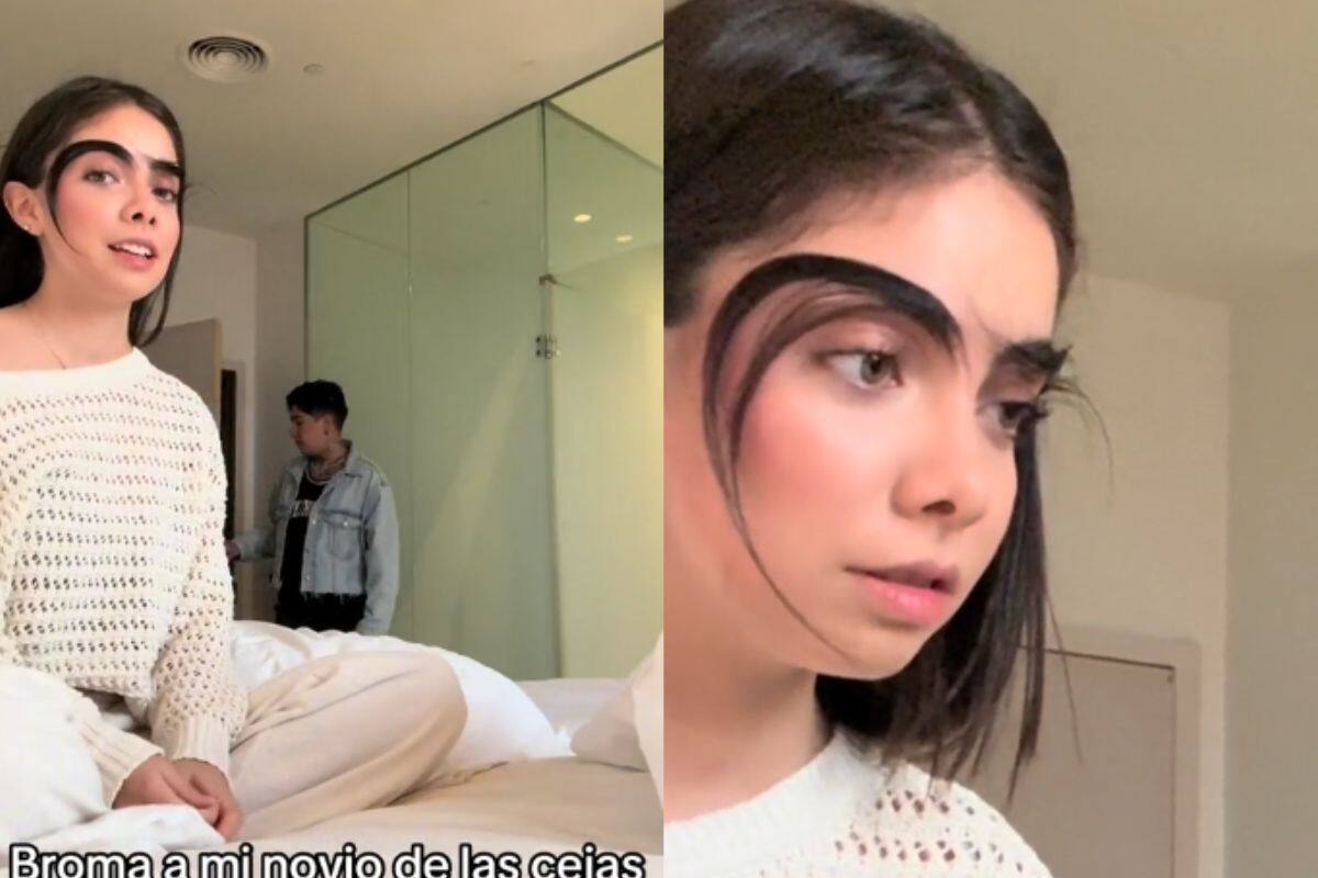 Mujer se pone cejas extra largas utilizando “mechones de cabello” y sorprende a su novio
