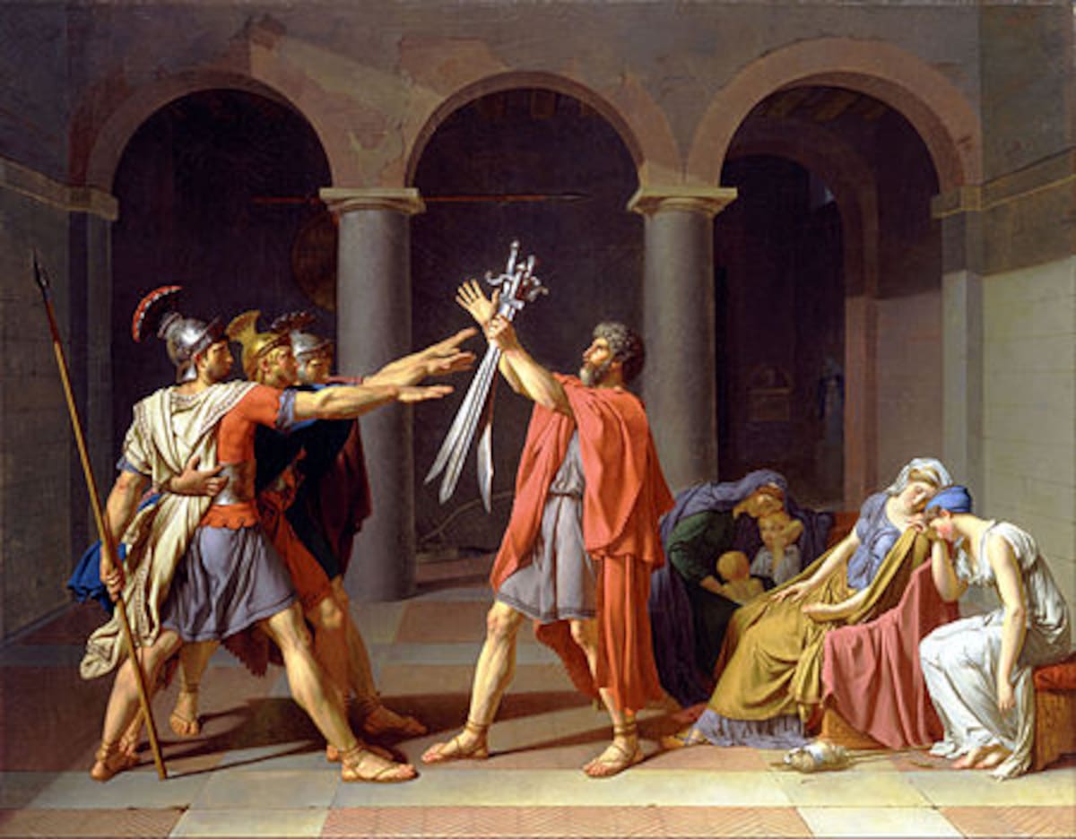 "El juramento de los Horacios" , de Jacques-Louis David (1784). Foto: Wikipedia