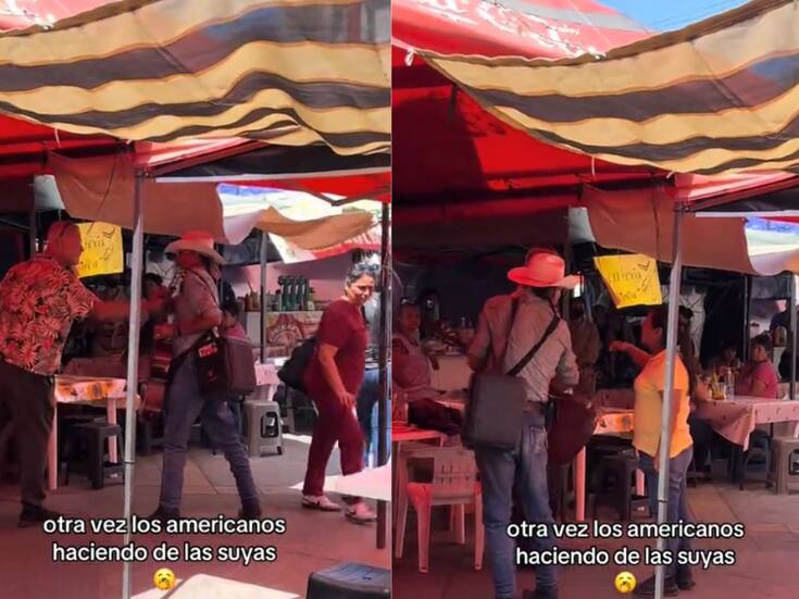 Turista estadounidense intenta callar a músico que tocaba en un tianguis y comerciantes lo enfrentan al asegurar que el artista “solo estaba trabajando” (VIDEO)