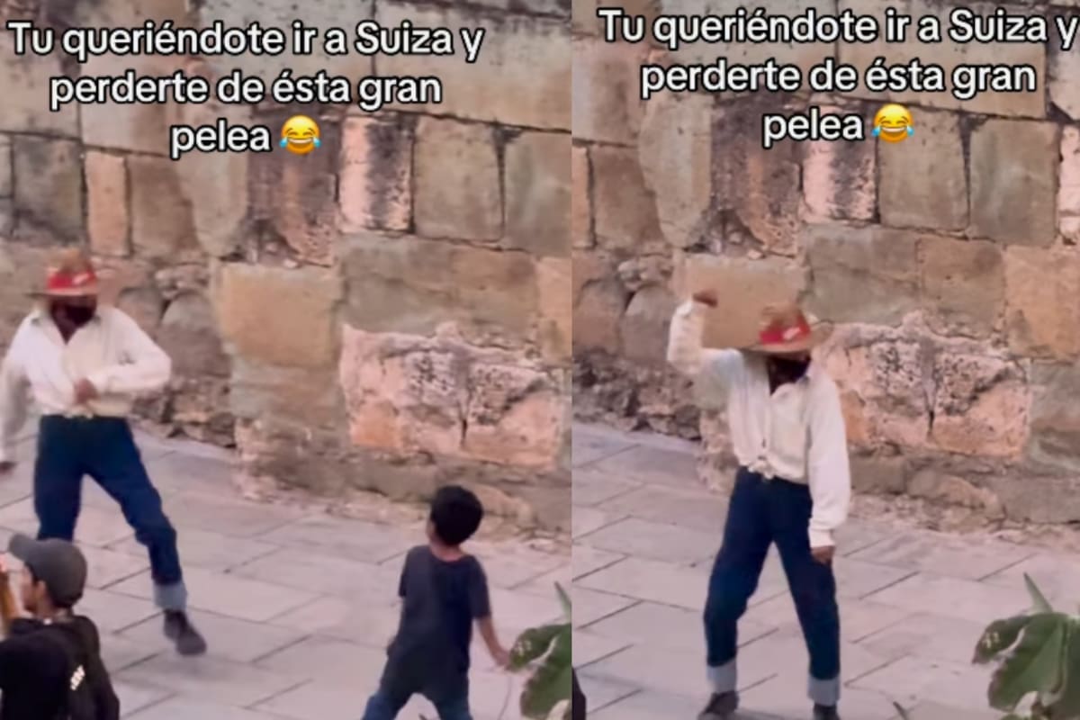 ‘Tú queriéndote ir a Suiza y perdiéndote esta joya’: hombre y niño fingen una épica pelea callejera y se vuelven virales