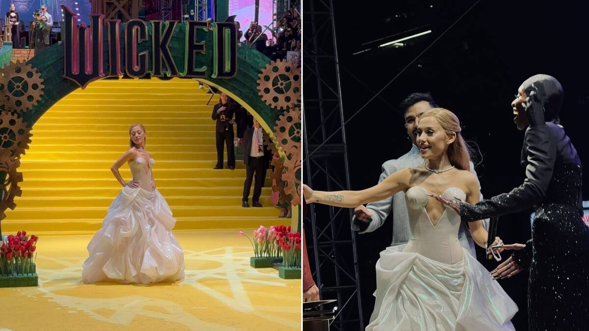 Ariana Grande y Cynthia Erivo deslumbran en su llegada a la premiere. FOTO: Especial.