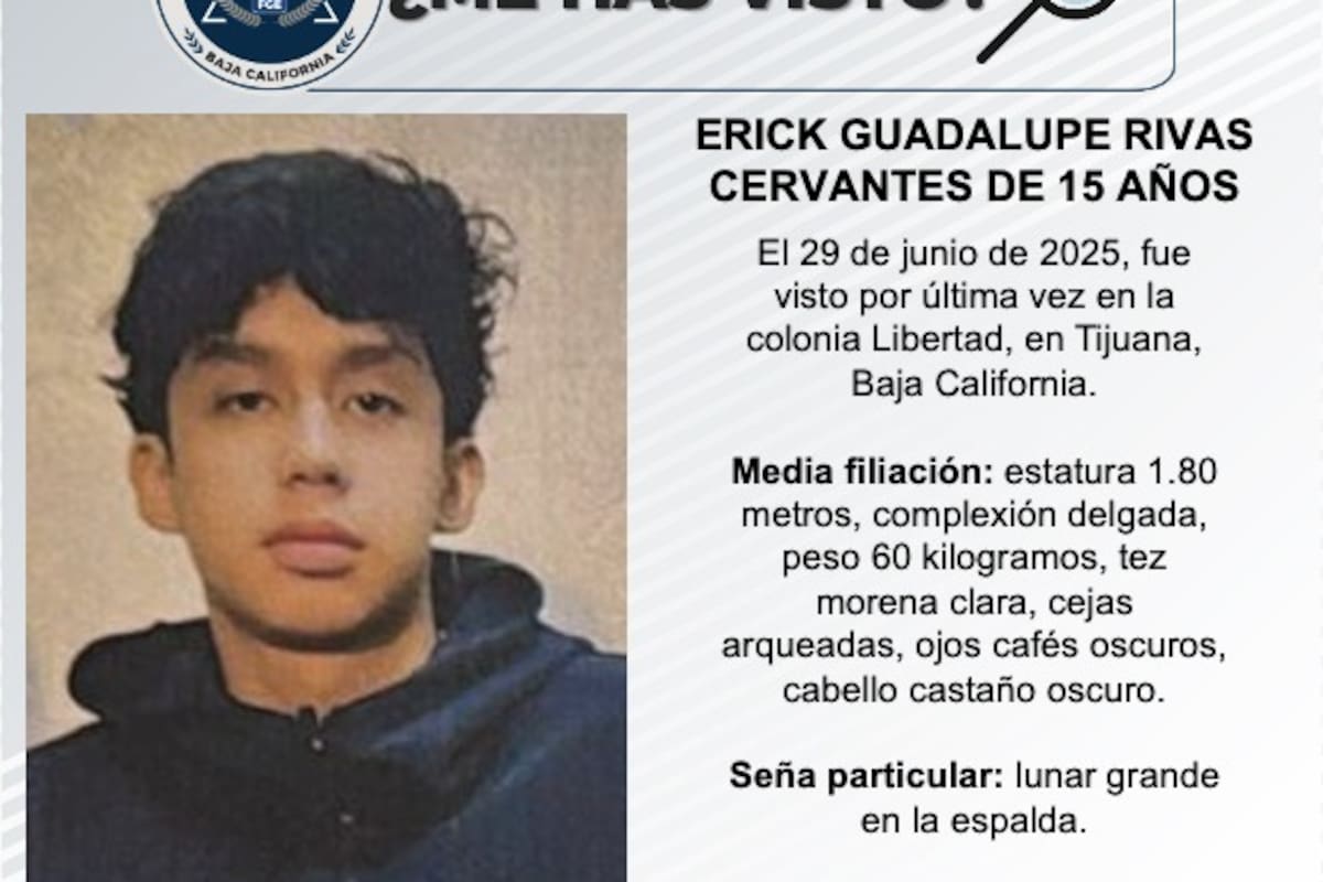Se busca a Erick Guadalupe Rivas Cervantes de 15 años