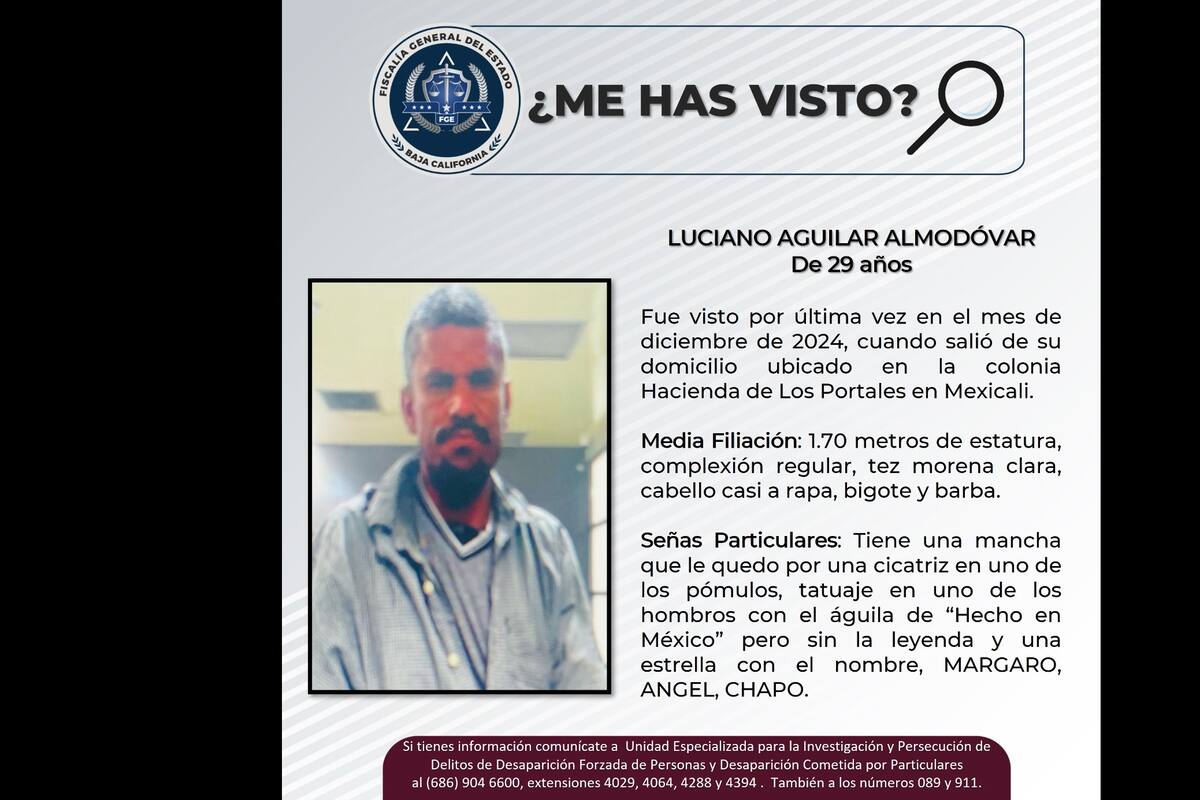 Piden ayuda para localizar a Luciano Aguilar Almodóvar