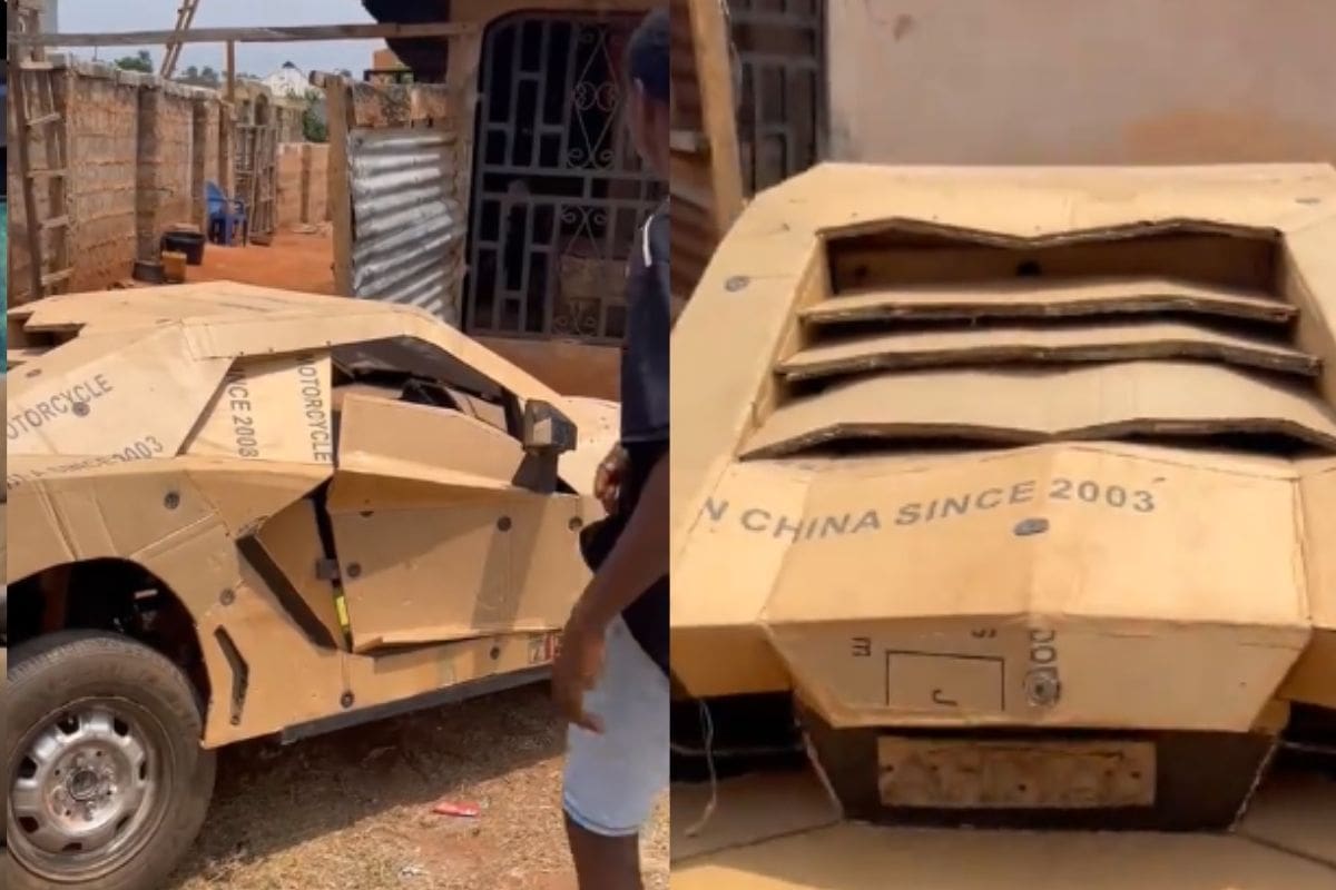 Hombre transforma su auto en un impresionante “Lamborghini” usando solo cartón