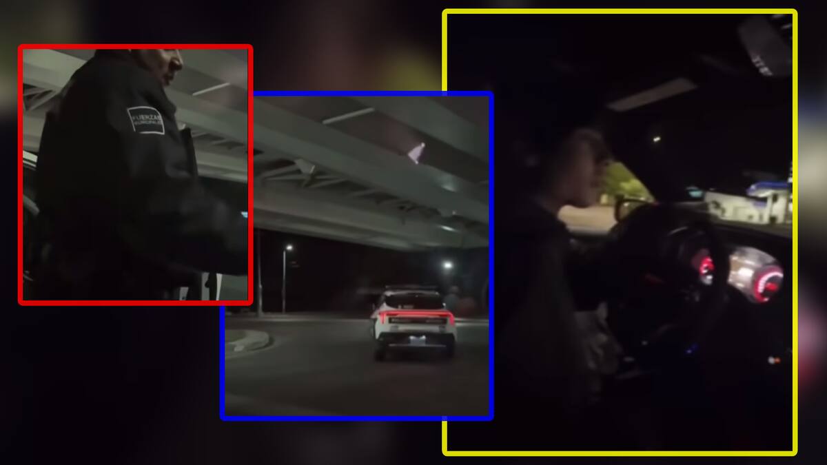Imágenes del video que circuló en redes sociales sobre el presunto "soborno" de Natanael Cano a Policías de Hermosillo tras conducir presuntamente en exceso de velocidad. Foto: Especial/Banco Digital (Capturas de video)