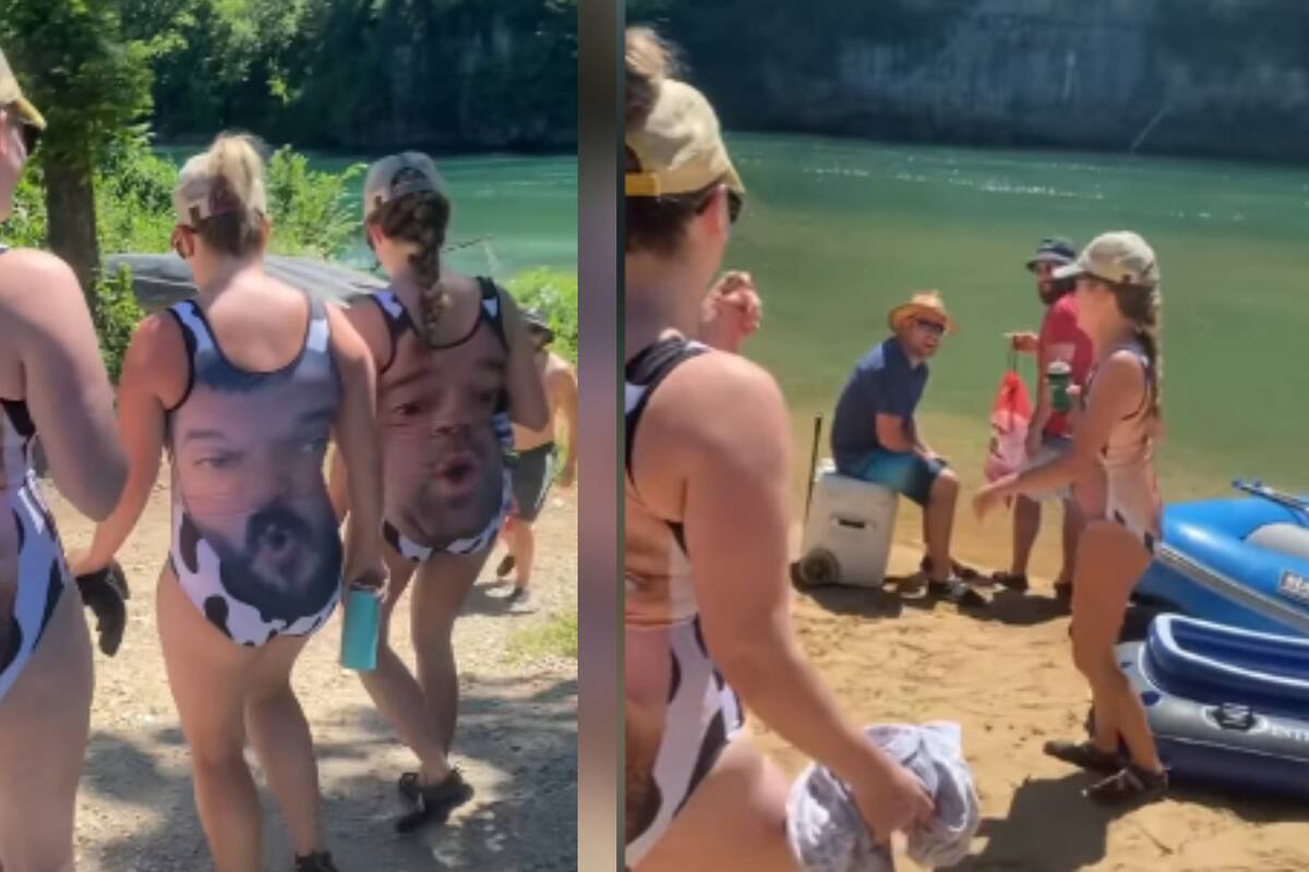 VIDEO: Sorprenden a sus esposos con trajes de baño que llevan sus rostros y se viralizan en redes