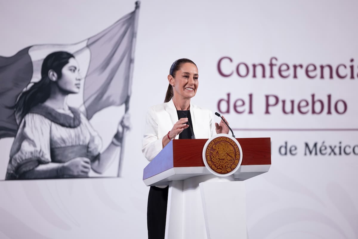 La presidenta Claudia Sheinbaum Pardo en la "Conferencia del Pueblo" del 24 de abril del 2025. | Crédito: Presidencia