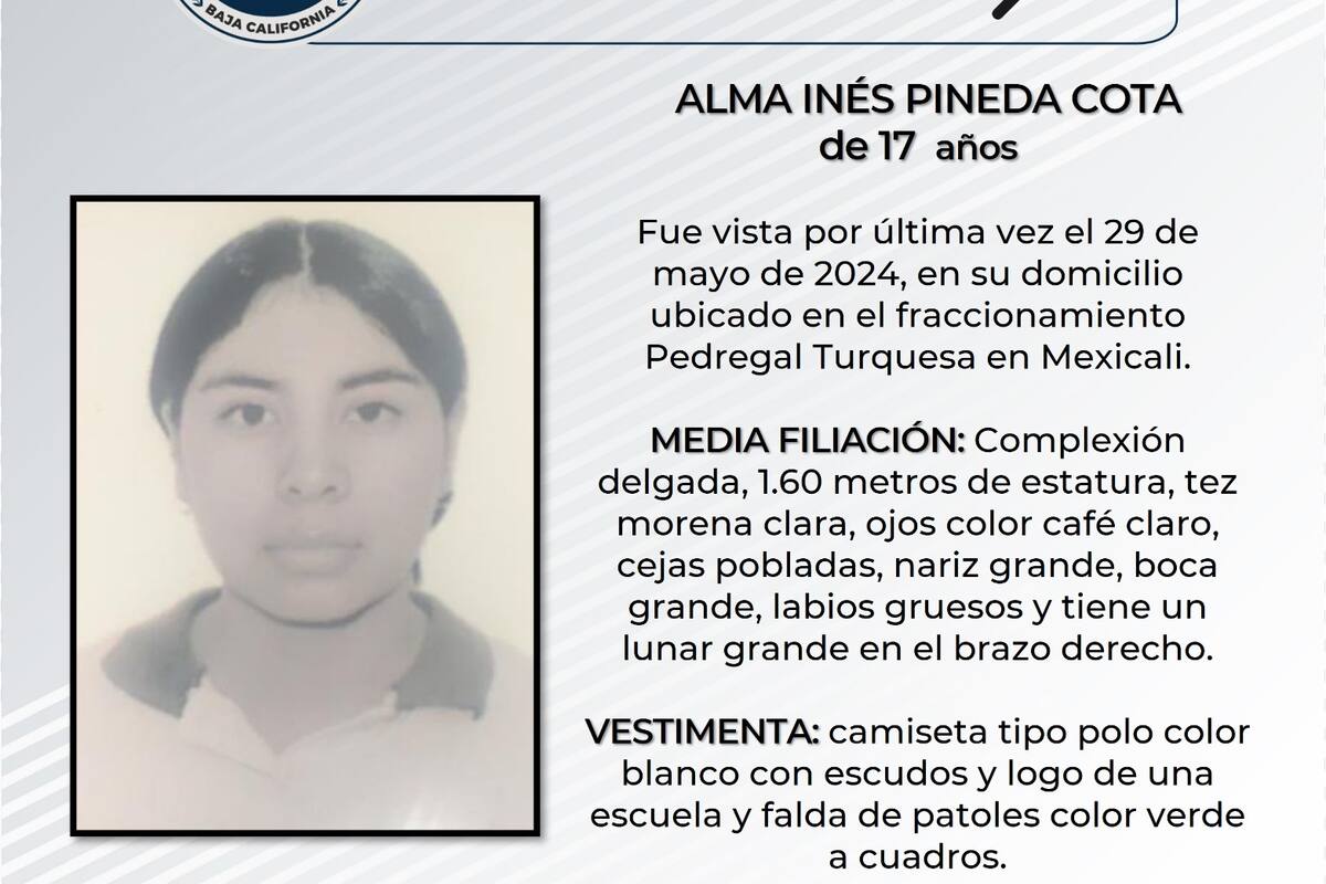 Solicitan apoyo para localizar a Alma Inés Pineda Cota