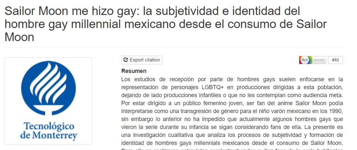 "Sailor moon me hizo gay": Tesis. Foto: Especial (Captura de pantalla)