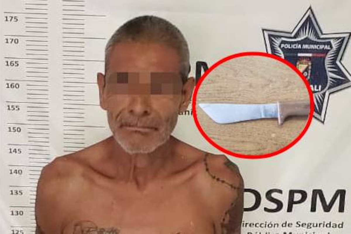 Sujeto con cuchillo amenaza con hacerse daño y es sometido por agentes