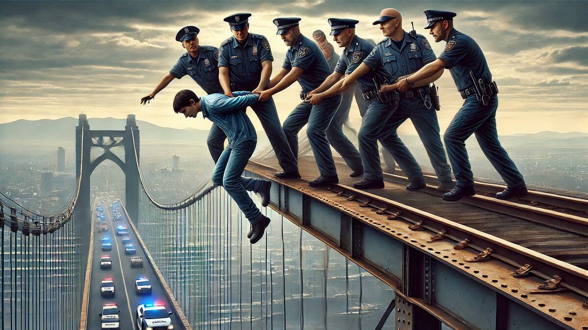 Hombre a punto de lanzarse desde un puente en Iztapalapa: oficiales lo salvan a último momento