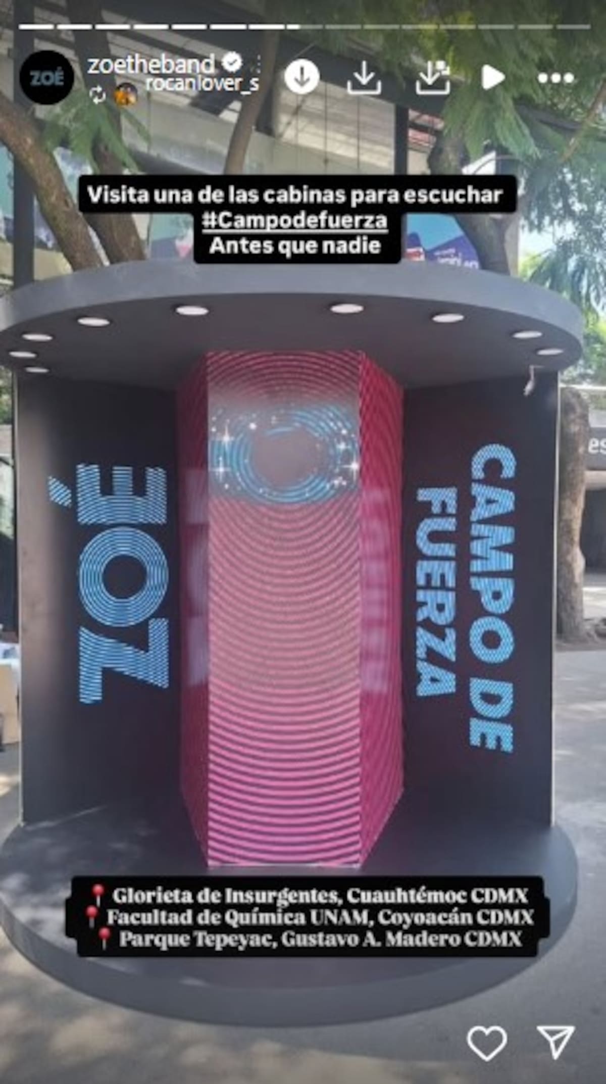 Cabinas especiales para escuchar el nuevo tema de Zoé / Instagram @zoetheband