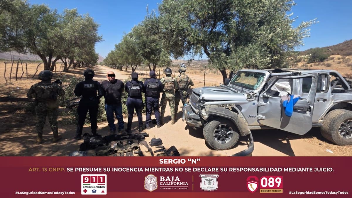 Detienen en Baja California a hombre de California con metanfetamina y múltiples órdenes de aprehensión en EE. UU.