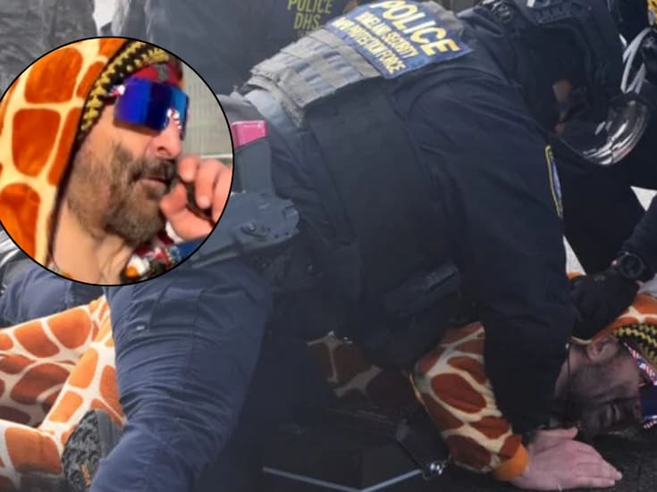 ICE detiene a activista disfrazado de jirafa que bailaba “La Chona” frente a un edificio federal en Minneapolis en señal de apoyo a la comunidad latina