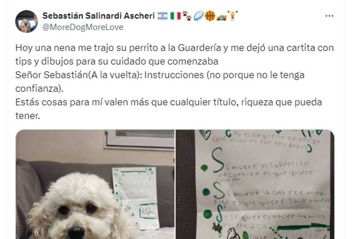 Una niña llevó a su perrito a una guardería canina y dejó instrucciones sobre cómo cuidarla