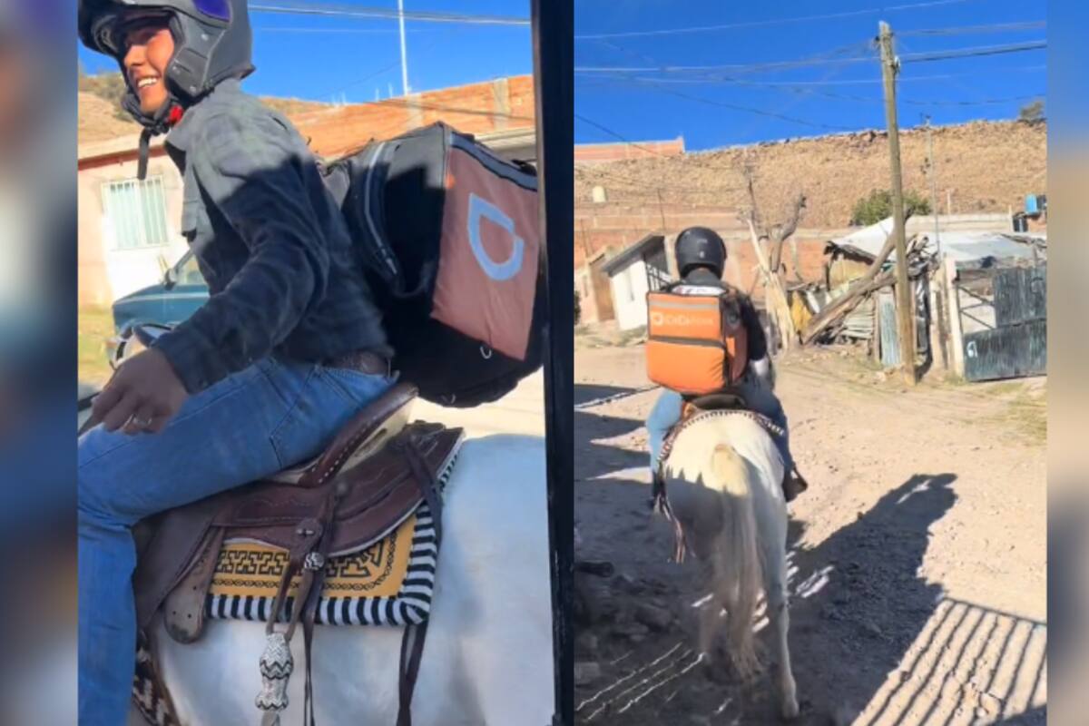 VIDEO: ¡repartidor de DiDi Food se hace viral por entregar los pedidos en caballo!