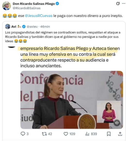 La respuesta del empresario no se hizo esperar. | Captura de pantalla