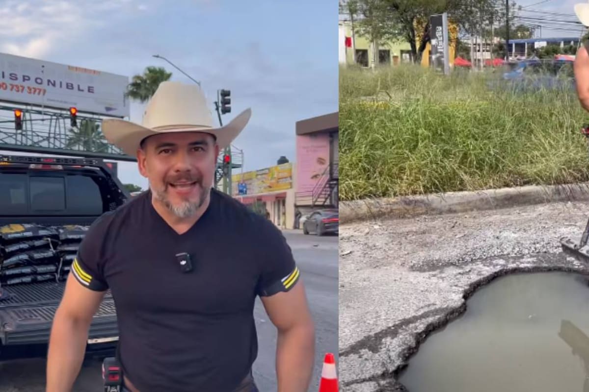 “Ya te tapé el bache”: el activista social de Nuevo León que desde cero asfalta los baches en el estado con su propio dinero