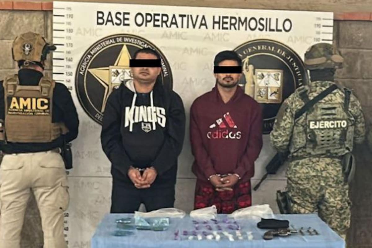 AMIC detiene a dos hombres y aseguran arma y drogas en colonia Real de Minas de Hermosillo