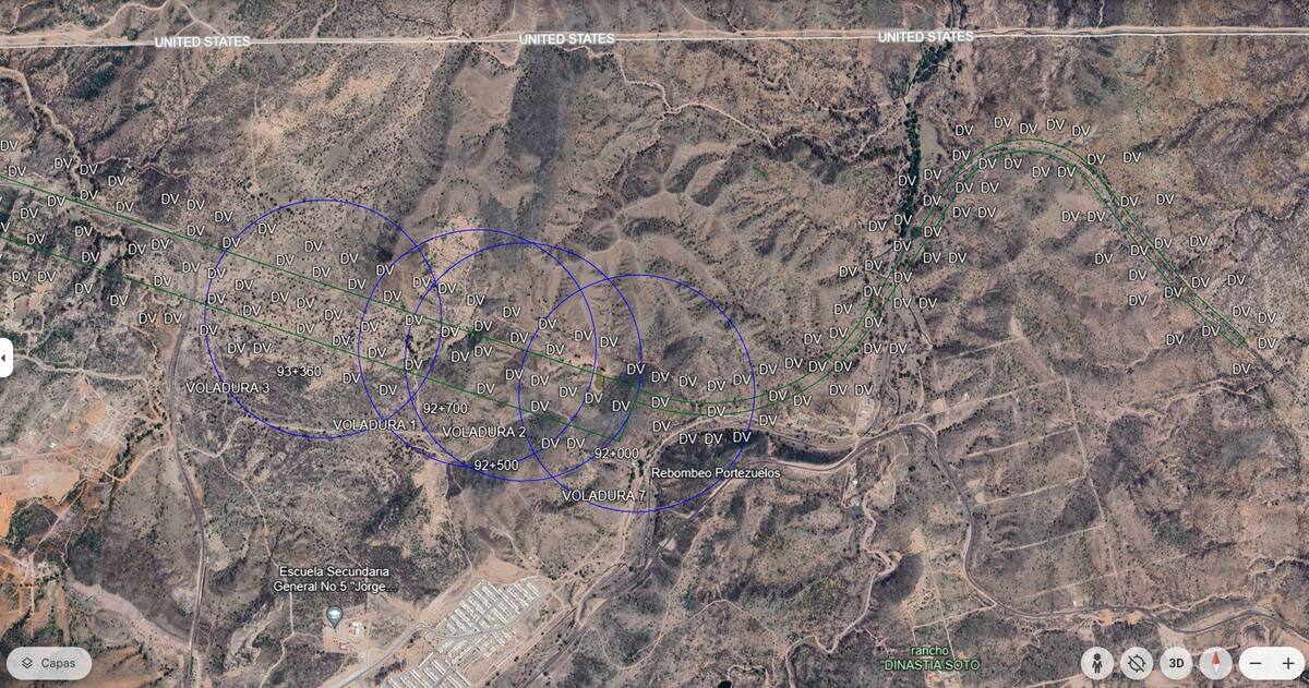 En esta zona, la Sedena está realizando detonaciones para nivelar el terreno donde quedará construido el patio de maniobras del ferrocarril.