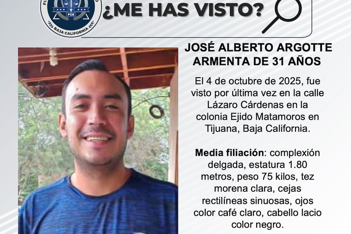 Se busca a José Alberto Argotte Armenta de 31 años