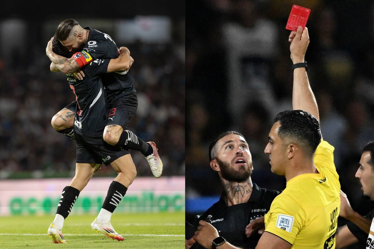 ¡Aire para Demichelis! Rayados golea Pumas con expulsión de Sergio Ramos incluida