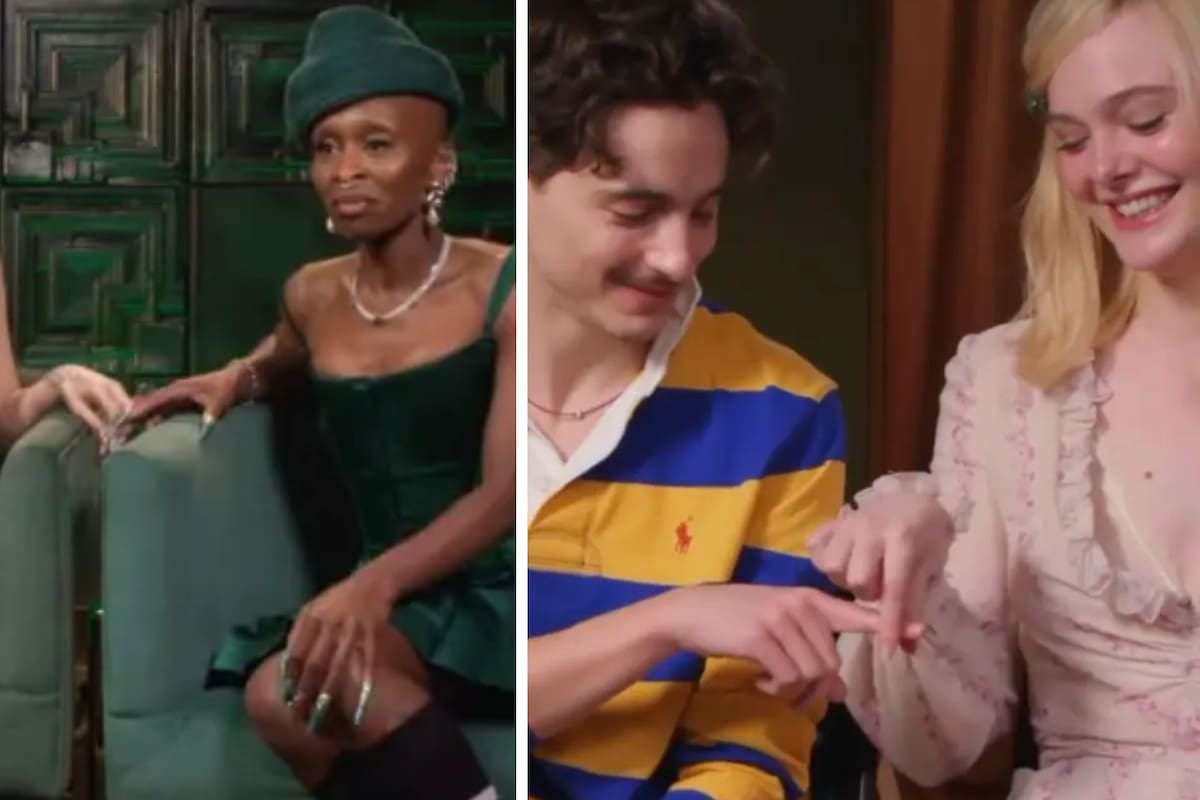 Timothée Chalamet y Elle Fanning recrean el viral meme “Holding Space” de Ariana Grande y Cynthia Erivo