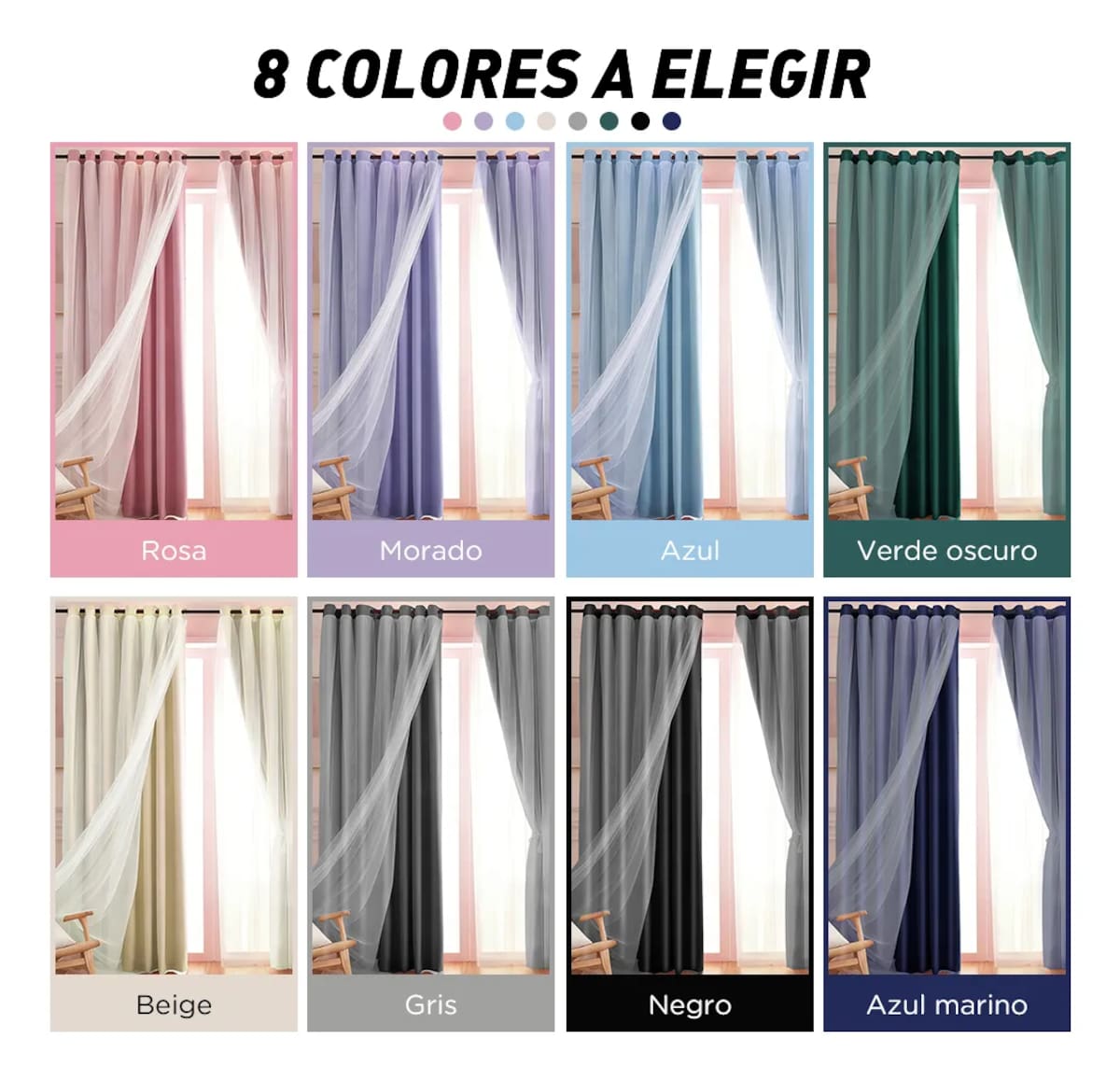 Cortinas blackout de doble capa con tul |Mercado Libre