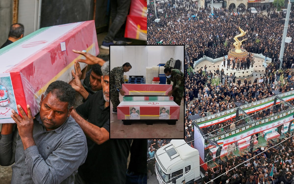 Funeral masivo en Minab: Irán despide a 165 niñas y maestros muertos en ataque a escuela. Foto: AP