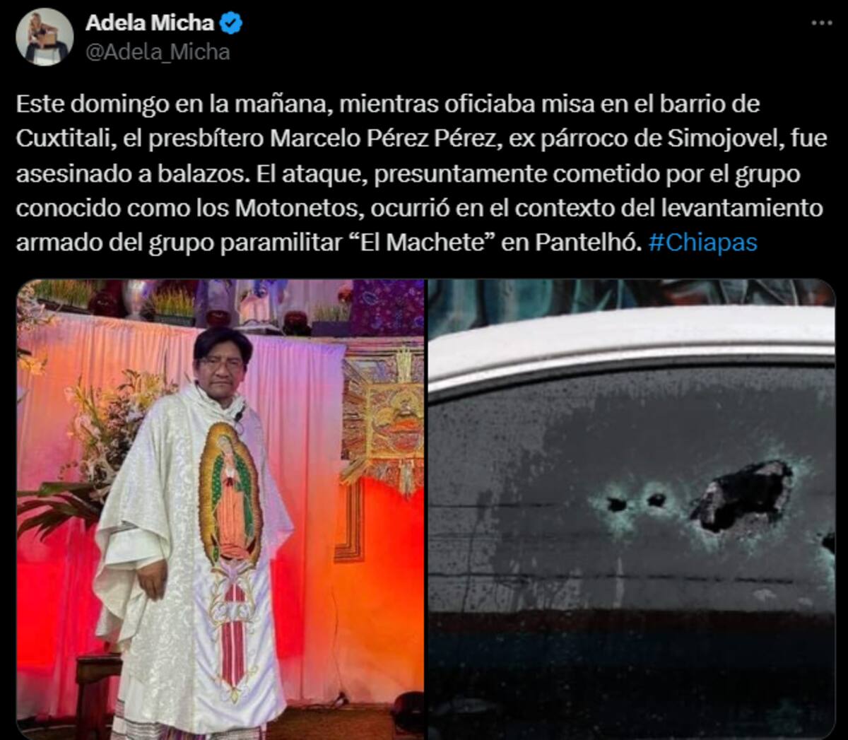 Marcelo Pérez, párroco de la Iglesia de Guadalupe, había expresado su preocupación por la creciente violencia en la región. Foto: Capture de pantalla.