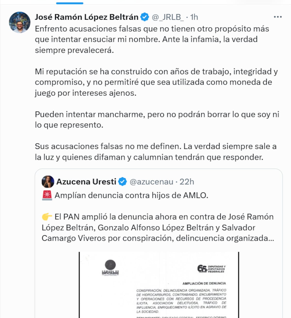 Respuesta de José Ramón López Beltrán, hijo de AMLO, a señalamientos sobre huachicol fiscal. | Especial