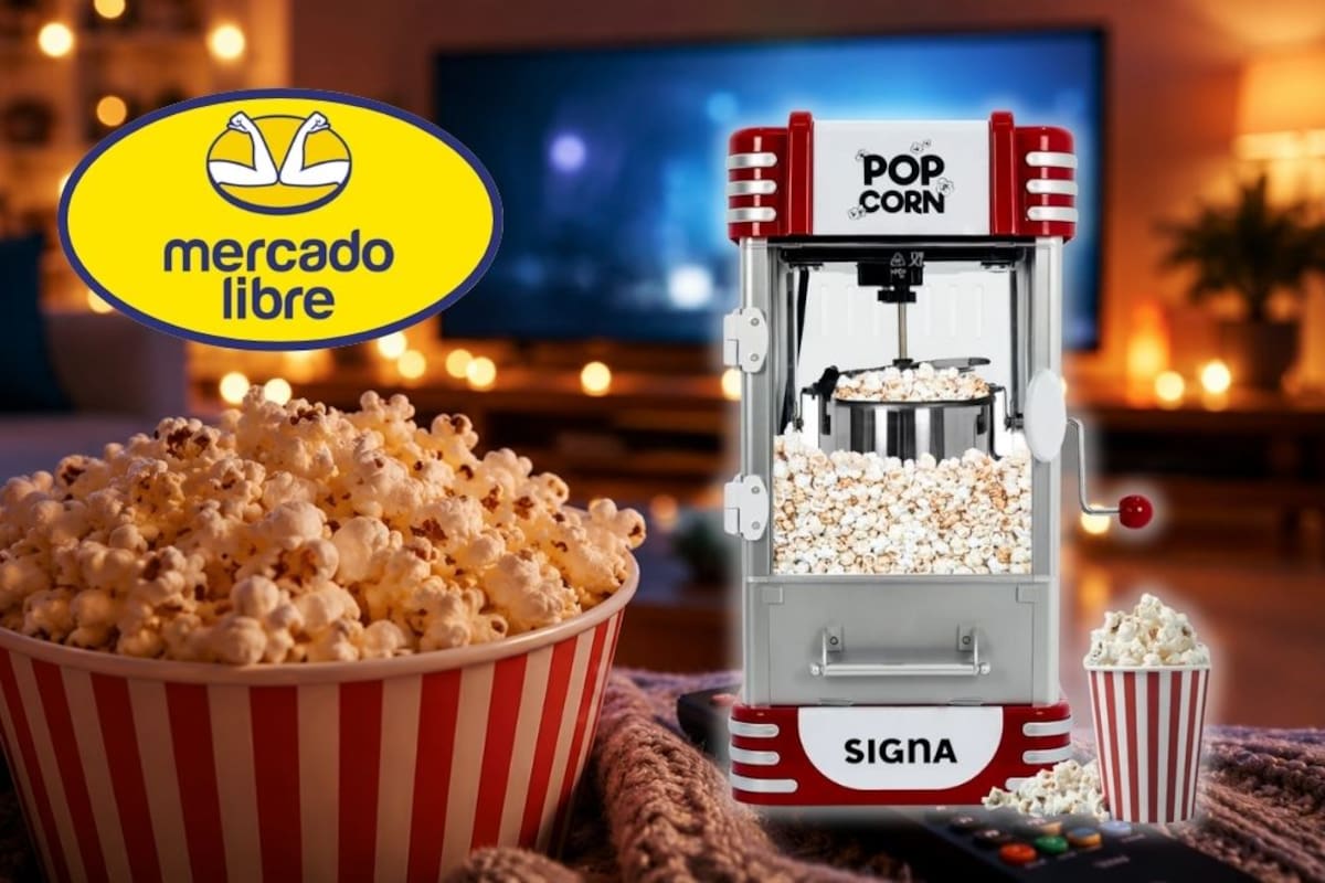 Mercado Libre ofrece una máquina de palomitas eléctrica estilo retro con 51% de descuento