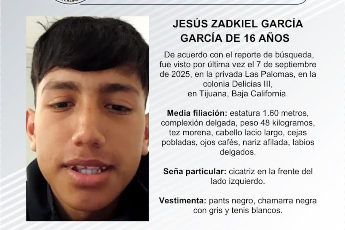 Se busca a Jesús Zadkiel García García de 16 años