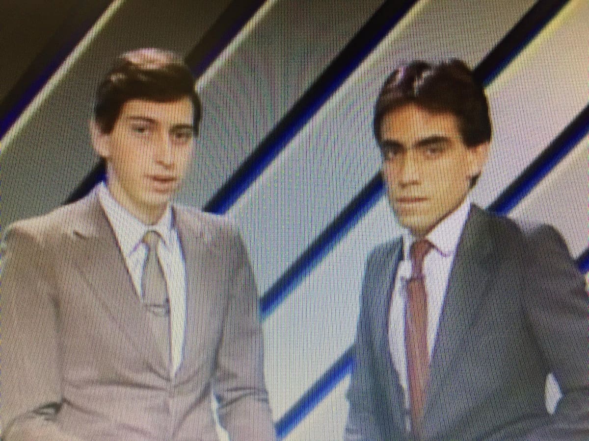 Enrique Burak y Enrique Garay en el programa "Súper Lunes" de Televisa Deportes en 1985.
