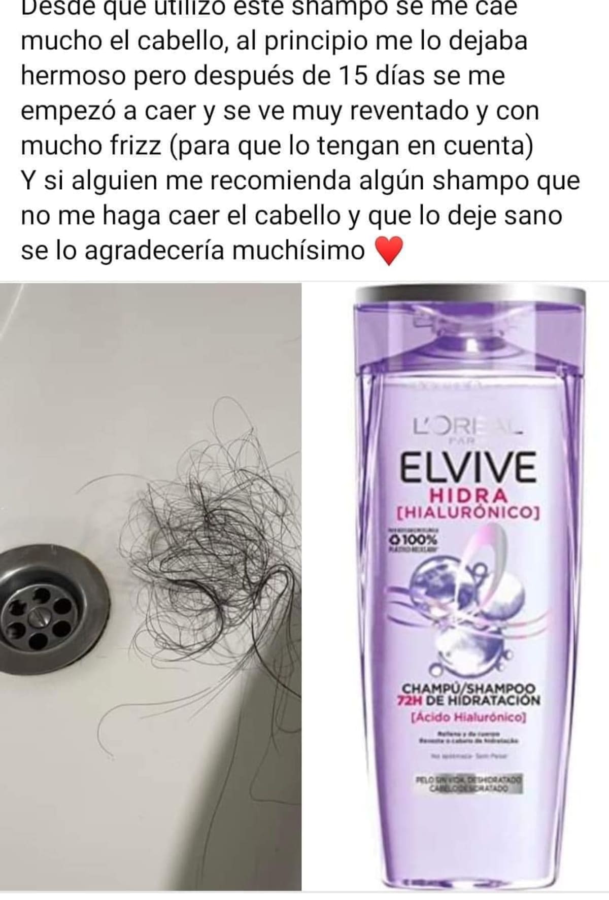 Muchas usuarias han relacionado el uso del Shampoo Elvive botella morada con la caída de cabello.