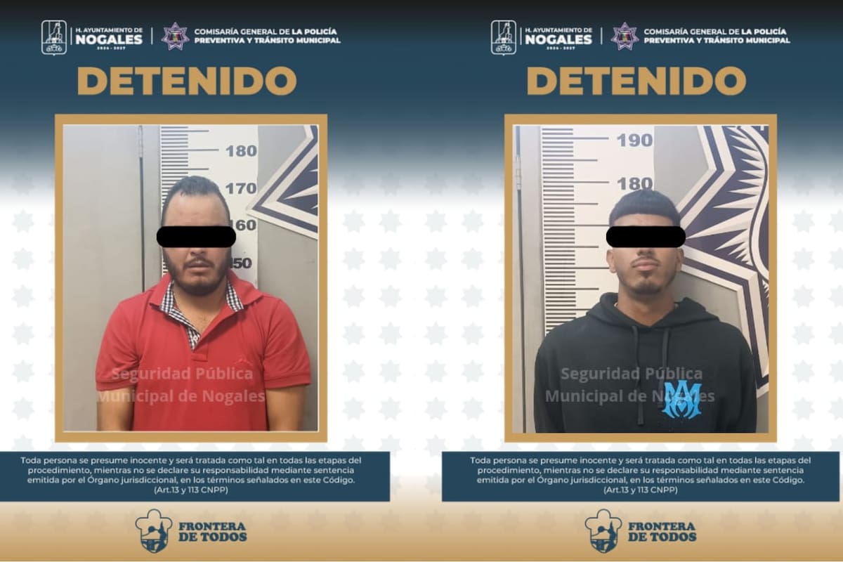 Detienen a dos hombres tras amenazas y agresiones contra policías en Nogales
