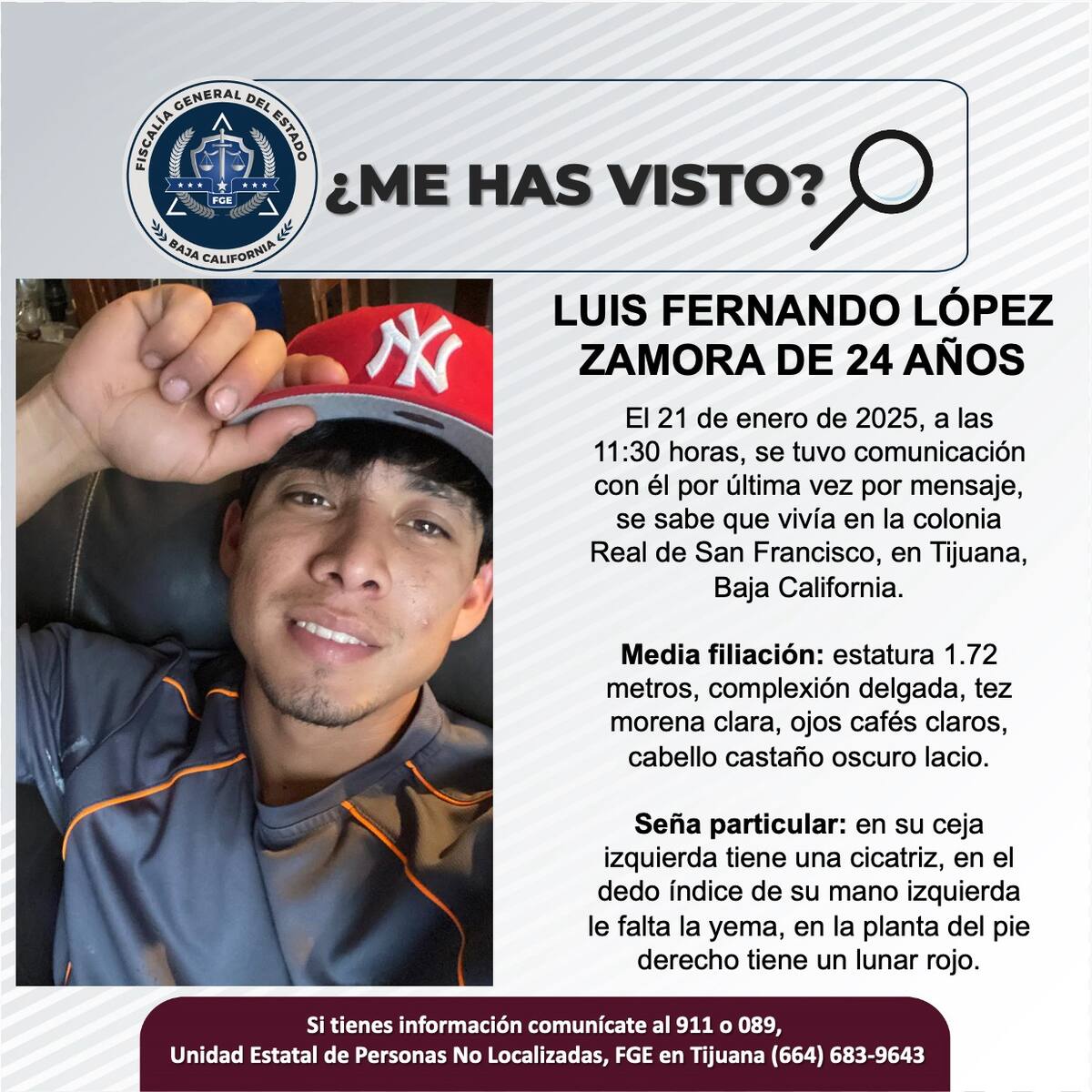Luis Fernando López Zamora fue visto por última vez el 21 de enero de 2025.