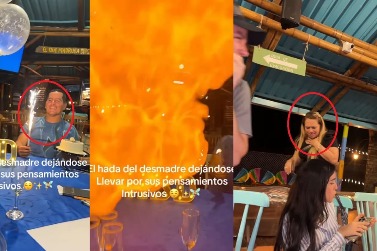 Le ganaron los impulsos: junta una vela de bengala con globos en un restaurante y casi lo incendia